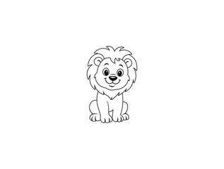 Cartoon image of a lion cub on a white background for coloring. Vector illustration