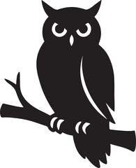  Owl sitting on a branch in silhouette