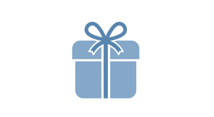 Stylized Blue Gift Box Icon with a Decorative Ribbon Bow.