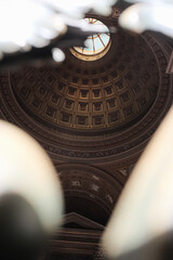 Archbasilica of Saint John Lateran Rome exterior facade and grand baroque interior with golden coffered ceiling vast nave marble statues side chapels ornate altar apse and dome Catholic basilica © Thao