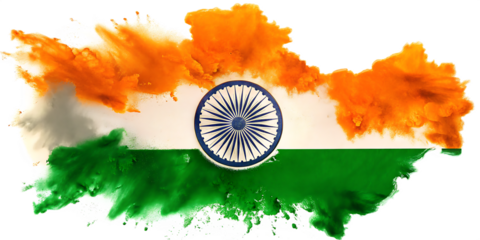 Abstract shape of india in national flag colors isolated on white background