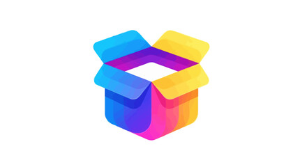 Obraz premium Colorful Open Box Gradient Design Isometric View.