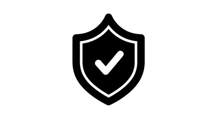 Black Shield with White Check Mark Icon for Security and Protection.
