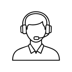 Outline icon of person wearing headset and microphone