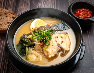 Fish soup in a bowl