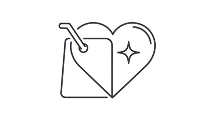 Heart and Price Tag Outline Icon: Symbolizing Value Love and Shopping.