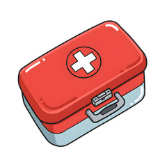 Red First Aid Kit Cartoon Vector Illustration