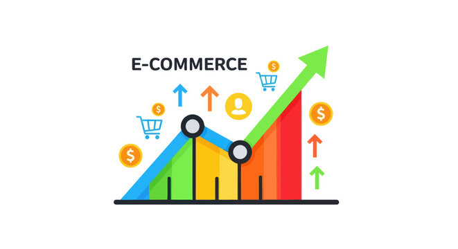 E-commerce Growth Chart: Upward Trend in Online Sales and Revenue.