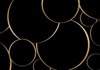abstract black background with gold rings