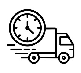 Same day fast delivery icon in black and white line art