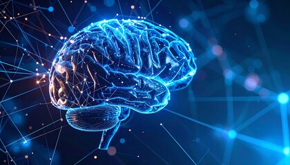 3D brain model, network, digital