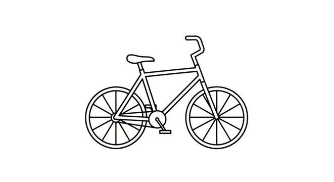 Simple Black and White Line Art Bicycle Illustration.