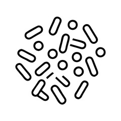 Bacteria probiotics microbiome gut health vector illustration black and white outline drawing