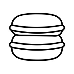 Vector outline drawing of a french macaron cookie dessert pastry sweet treat bakery confectionery