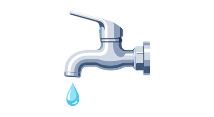 Chrome Faucet with Single Water Droplet.