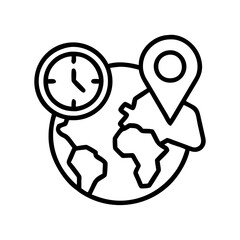 Global time zone map location pin world clock international travel schedule appointment reminder