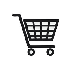 Shopping Cart Icon with White Wheels trolley basket
