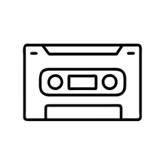 Cassette tape vector icon illustration, audio cassette graphic element for music design project