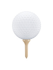 Golf ball on a wooden stand. 3D render.