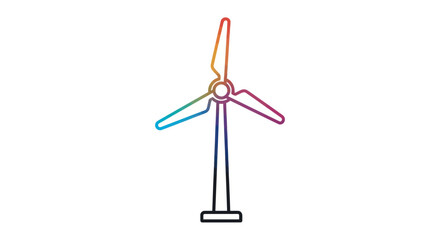 Colorful Outline Wind Turbine Icon.
