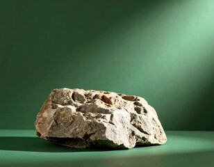 Rough stone on a green backdrop