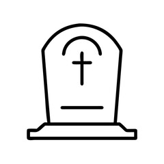 Vector drawing of a tombstone with cross for halloween gravestone cemetery death and burial icon