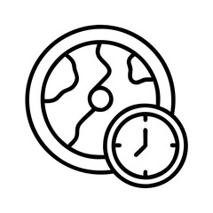 World time zone map clock icon vector illustration concept for global business and travel plan