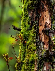 Fototapeta premium Close-up of mossy tree trunk