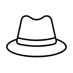 Outline drawing of a fedora hat illustration for fashion accessory and style design element