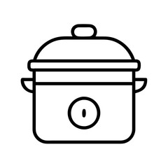 Stockpot cooker vector icon illustration, kitchen appliance for cooking soup and stew design element
