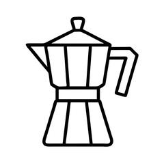 Moka pot espresso maker italian coffee machine stovetop percolator outline vector illustration