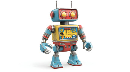 Retro tinplate robot design for vintage toy concept and decoration