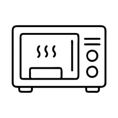 Outline microwave oven appliance for kitchen cooking and heating food vector illustration icon