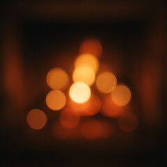 Warm Blurry Fireplace Bokeh Lights