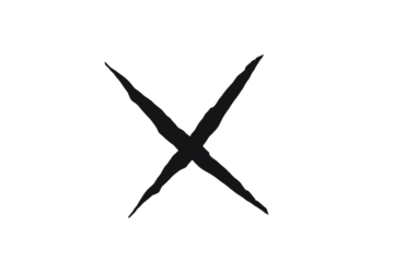 Grunge black X mark with rough edges, hand-drawn in bold ink style. Distressed cross symbol perfect for warning signs, logos, grunge designs, or rejection icons. Ideal for posters, tattoos, or digital