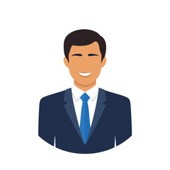 Smiling Man in Dark Blue Suit Icon businessman avatar