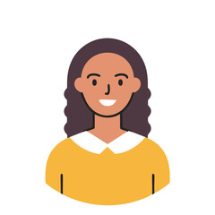 Stylized Avatar Icon Of A Smiling Woman With Curly Hair
