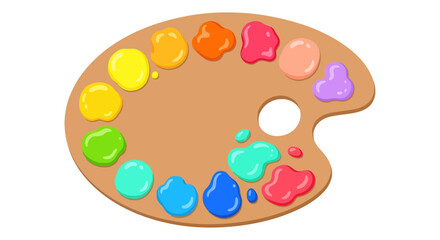 Cartoon Artists Palette with Colorful Paint Swatches.