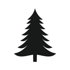 Stylized Black Silhouette of a Fir Tree white background