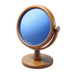3d wooden vanity mirror isolated on transparent background