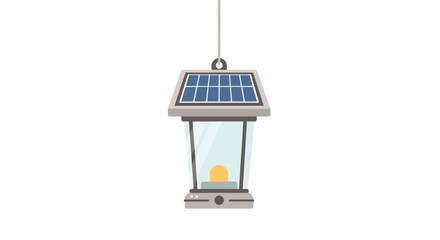 Hanging Solar Lantern with Glass Enclosure and Simulated Flame.