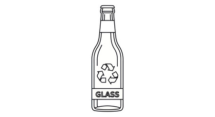 Outline of a Glass Bottle with Recycling Symbol.