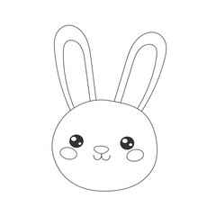 Adorable rabbit face outline illustration. Ideal for children’s clothing, toys, wall art, educational materials and printable activities.