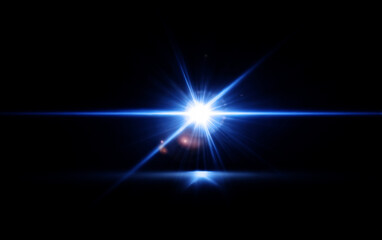 Bright blue starburst light effect on a black background