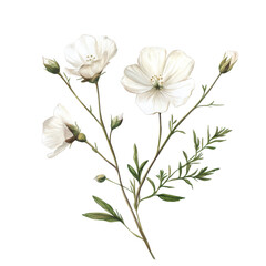 Obraz premium Botanical drawing flower, Artistic botanical drawing of a flower, emphasizing its unique shape and intricate details, isolated on transparent background