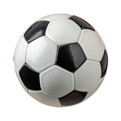 Classic black and white soccer ball isolated on black background for sports theme design projects