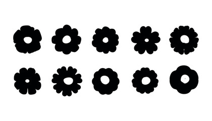 Set of silhouettes Flower icon, Abstract botanical flowers set. Vector botany floral design.Eps 10.