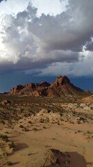 Desert landscape with dramatic clouds
