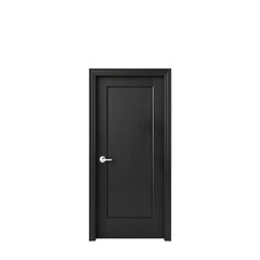 Photo of single, dark-colored wooden door isolated on transparent background