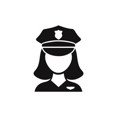 Woman police officer icon with white background female